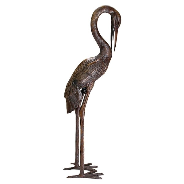 Large Heron Head Low Cast Bronze Garden Statue